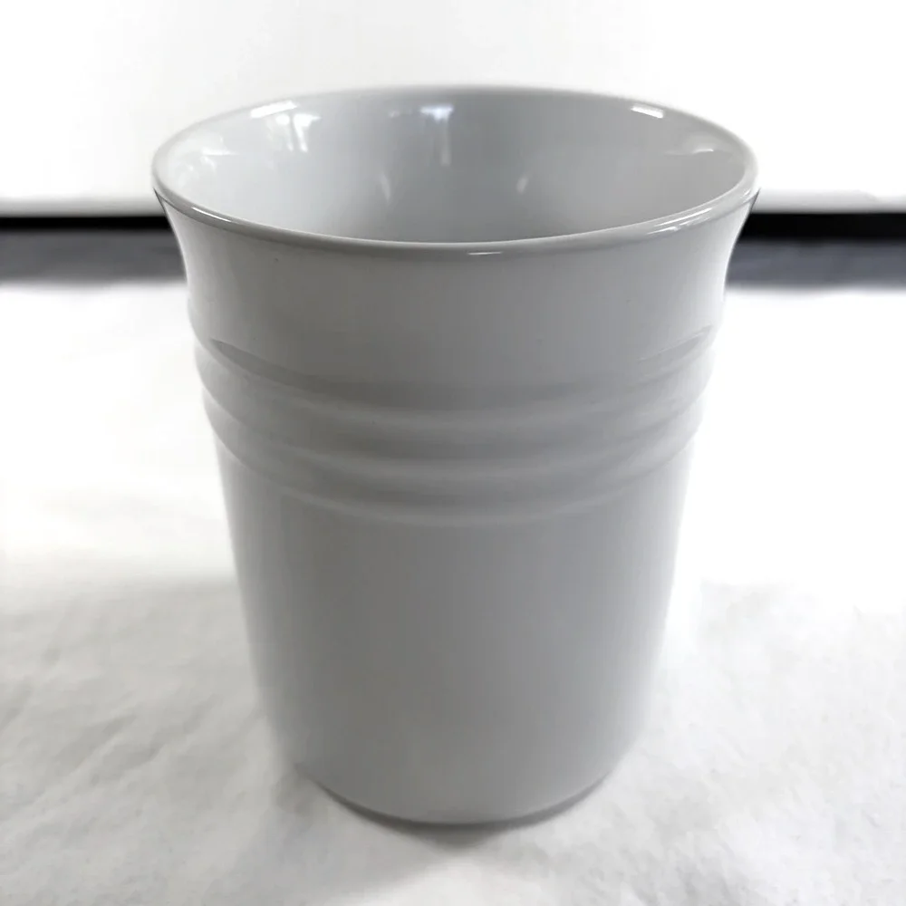 Le Creuset White Stoneware Crock 1 Quart Kitchen Tool Jar 6.25 Inch Cottagecore